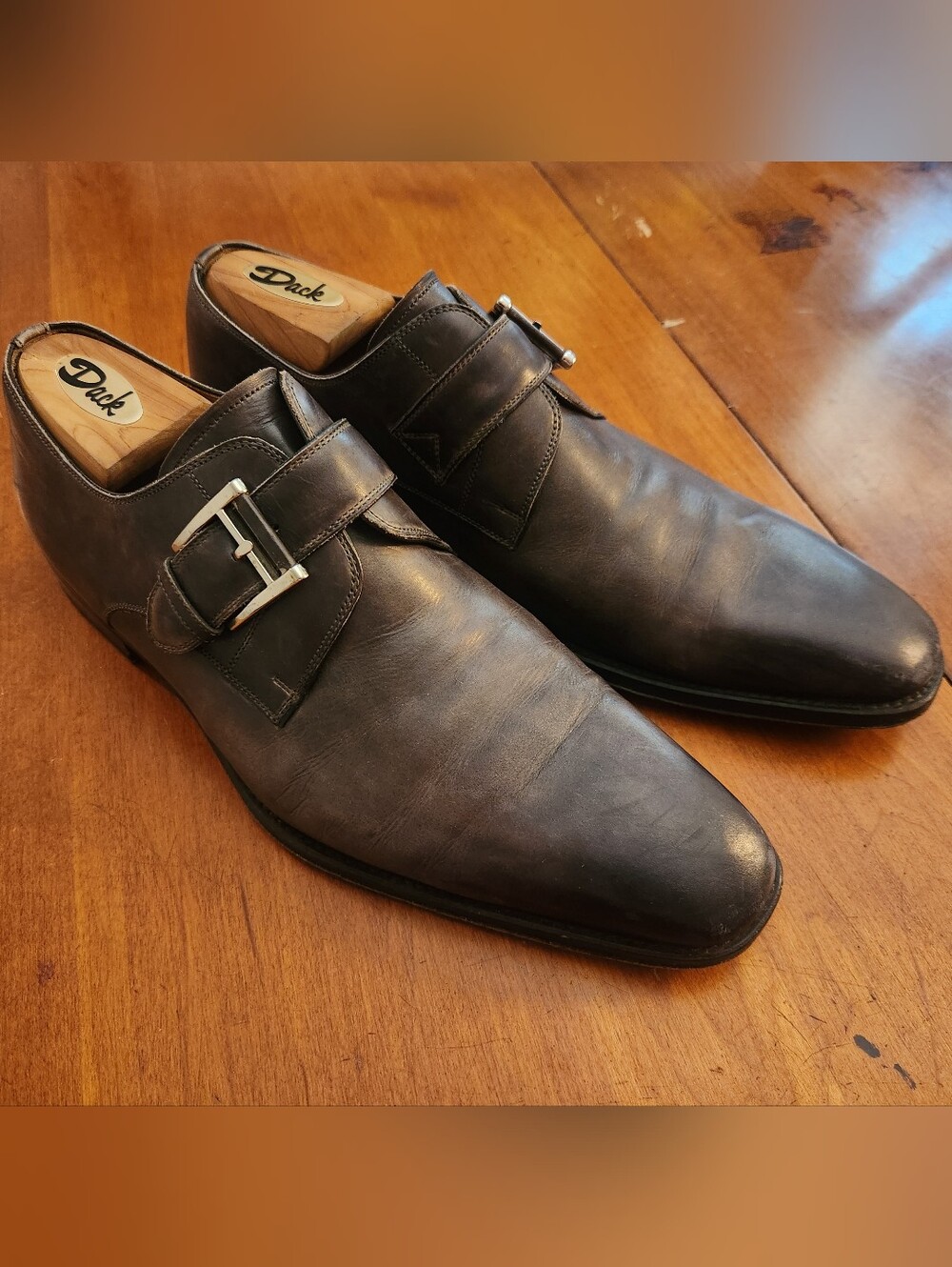 MAGNANNI Single Monk Strap Leather Dress Shoes Size 9.5 US,$800 New